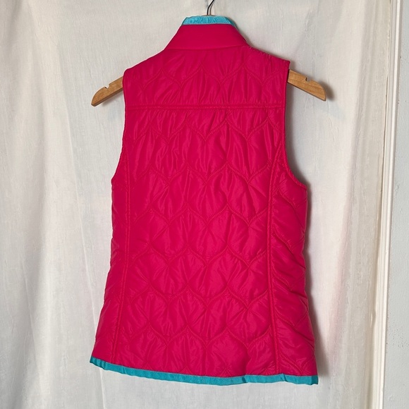 Vineyard Vines Pink Blue Quilted Down Puffer Vest Zip Up Cozy Outerwear | Sz XS - Picture 16 of 17